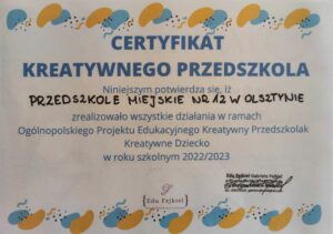 Certyfikat z projektu