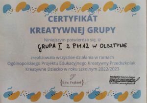 Certyfikat z projektu
