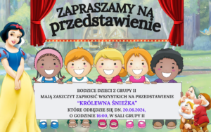 Plakat zapraszający na przedstawienie "Rodzice dzieciom".