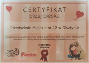 Certyfikat Bliżej Pieska