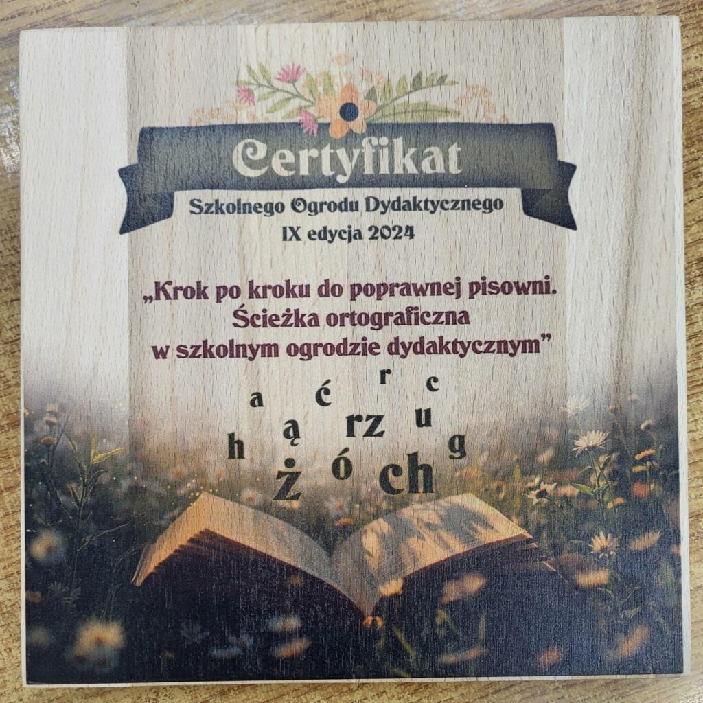 statuetka "Certyfikat Szkolnego Ogrodu Dydaktycznego"