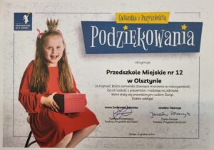 Podziękowanie za udział w akcji GWIAZDKA Z PRZYSZŁOŚCIĄ