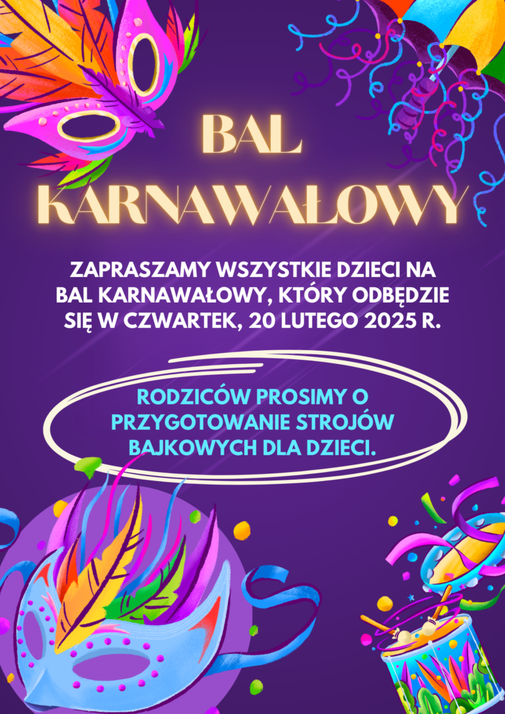 Plakat zapraszający na bal karnawałowy