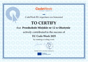 Certyfikat uczestnictwa w Europejskim Tygodniu Kodowania