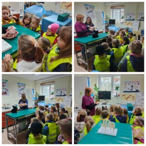 Kolaż ze zdjęciami dzieci w gabinecie weterynaryjnym