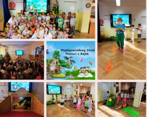 Kolaż zdjęć z obchodów Miedzynarodowego Dnia Postaci z Bajek