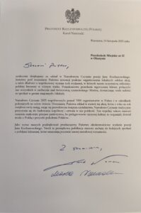 Podziękowanie za udział w Narodowym Czytaniu 2025 od Prezydenta Rzeczypospolitej Polskiej 